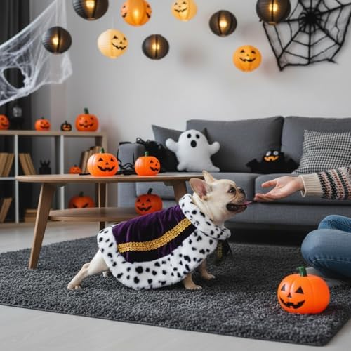 Lovelyshop Royal Velvet Pet Cloak with Fur Trim for Cats & Dogs, Purple, M/Oversize - Image 3