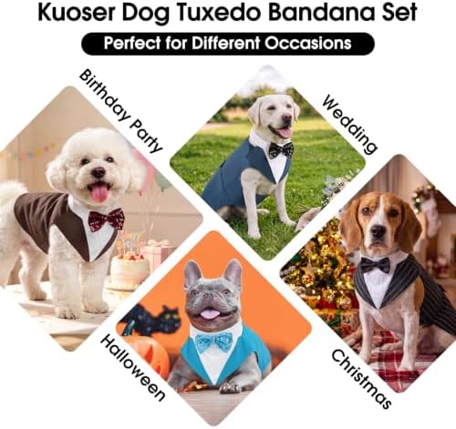 Kuoser Dog Tuxedo, Dog Suit and Bandana Set, Dogs Costume with D-Ring - Image 7