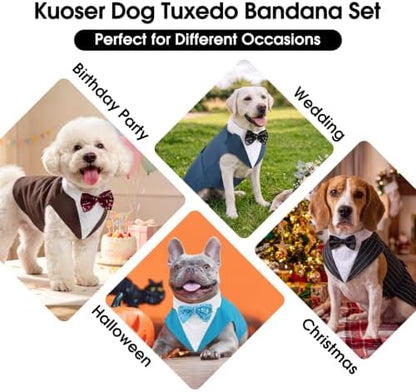 Kuoser Dog Tuxedo, Dog Suit and Bandana Set, Dogs Costume with D-Ring - Image 7