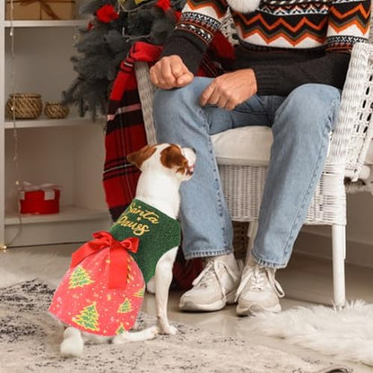 Dog Christmas Outfit Cute Dog Christmas Dress with Bowknot Tulle Puppy Clothes for Small Medium Dogs Cats Boys Girls Pet Costume - Image 3