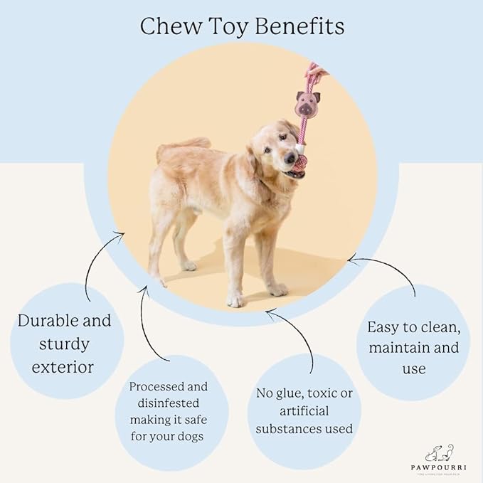 Natural Jute Dog Chew Toy – Tough & Durable Plant-Shaped Puppy Toy, Safe Teething Chew, Interactive Training & Play Toy for Small, Medium & Large Dogs