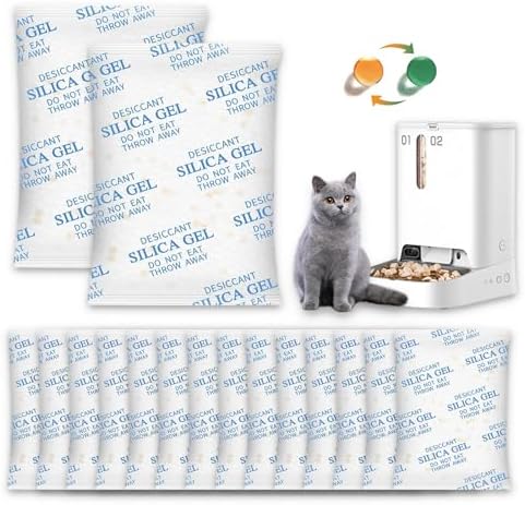 16 Pack Pet Food Desiccant Packs with Color Indicating, Compatible with Petlibro/Petkit/Pawsync Automatic Cat Feeder, Replaced Desiccant for Most Automatic Pet Feeders, Individually Wrapped