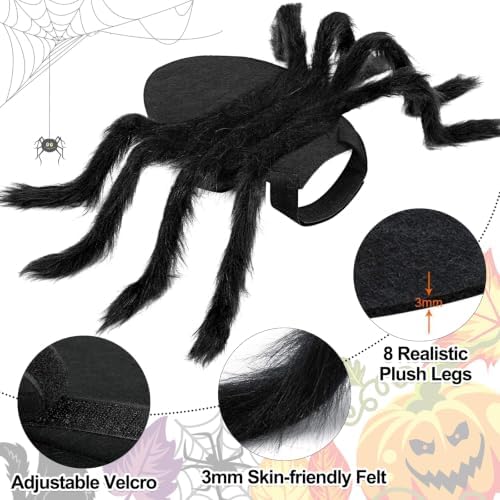 Halloween Spider Costume for Dog, Halloween Pet Costume Halloween Decorations, Spider Decor Halloween Party Supply, Spider Cosplay Costumes with Adjustable Velcro for Small Medium Dogs and Cats - Image 3