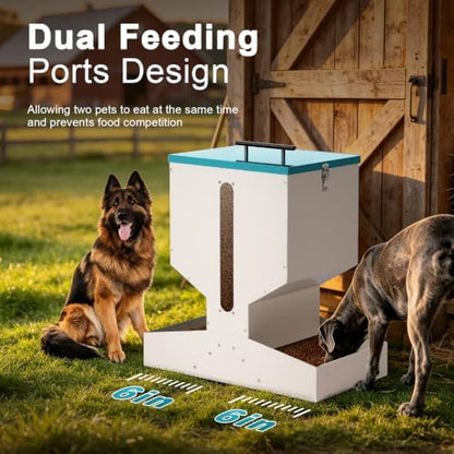 60L Automatic Dog Feeder for 2 Large Breed Gravity Dog Feeder