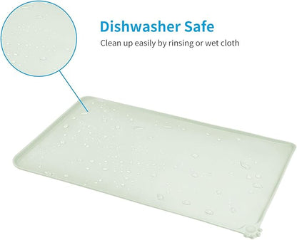 AUDWUD Silicone Waterproof Pet Feeding Mats,Anti Slip Bowl Pad,Dog Mat for Food and Water