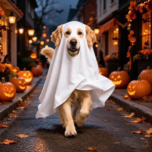 Halloween Ghost Dog Costume Glow Eyes Breathable Outfit for Medium Dogs - Image 6