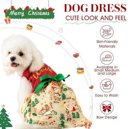 Dog Christmas Outfit Cute Dog Christmas Dress with Bowknot Tulle Puppy Clothes for Small Medium Dogs Cats Boys Girls Pet Costume - Image 6