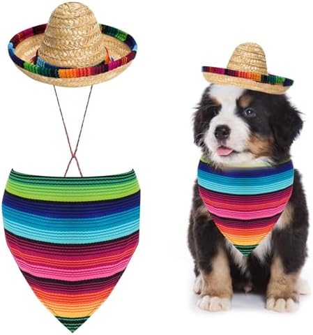 Fumwase Multicolor Sombrero Hats Bandana for Small Pets by Fumwase