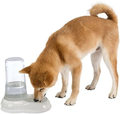 Ferplast Food or Water Dispenser for Dogs and Cats AZIMUT 1500 Pet Dispenser 1, 5 Liter Dry Food Feeder Water Feeder, Sturdy Plastic, Non-Slip Bottom, 16,5 x 25 x h 24,5 cm White