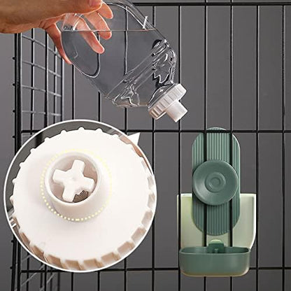 Hanging Automatic Food Water Dispenser, Safe Cage Auto Gravity Pet Feeder and Waterer Set, Cat Food Water Dispenser with Bowl for for Samll Dog Cat Rabbit Chinchilla Hedgehog