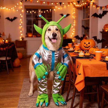 Halloween Green Alien Costume for Small Dog, Dog Astronaut Outfits, XL - Image 6