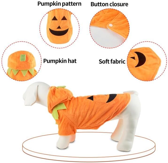DELIFUR Dog Cat Halloween Pumpkin Costume Puppy Fleece Hoodie Coat for Large Dog (XXXX-Large) - Image 6