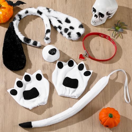 Maiteenly 5 Pcs Dalmatian Dog Costume Set for Women Halloween Party - Image 3