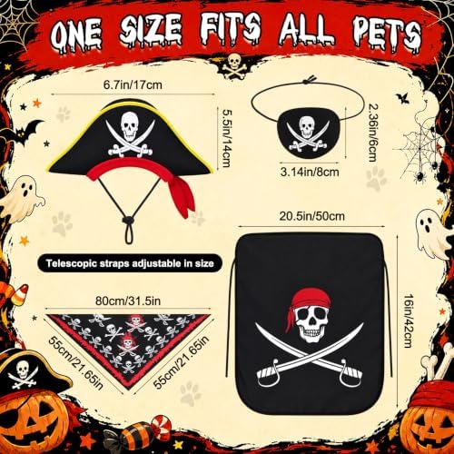 Hillban 8 Pcs Halloween Dog Pirate Costume Set - Image 2