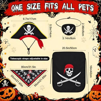 Hillban 8 Pcs Halloween Dog Pirate Costume Set - Image 2