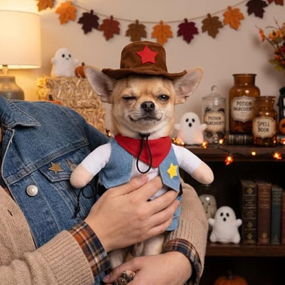 Funny Cowboy Jockey Rider Dog Costume, Beagle Halloween Oktoberfest Outfit - Brown Suit for Small Dogs and Cats(Small) - Image 4