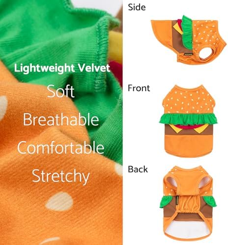 Fitwarm Halloween Dog Hamburger Costume, Funny Clothes for Small Dogs Boy Girl, Pet Fast Food Outfit, Orange, XS - Image 5