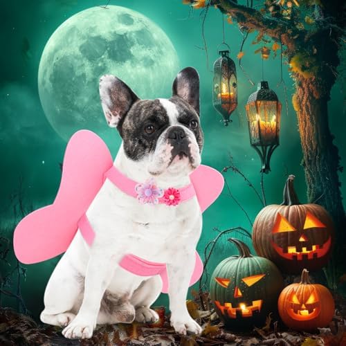 Butterfly Wings for Dogs Cats Dog Halloween Costume for Small Medium Large Dogs, Dog Cat Wing with 3PCS Flowers Pet Cosplay Costumes for Christmas Birthday Parties Puppy Clothes Outfit - Image 4