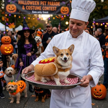 Dog Hot Dog Costume - Dog Halloween Cosplay Costumes for Large Dogs Cats Pets - Image 4