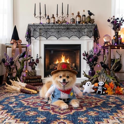 Funny Cowboy Jockey Rider Dog Costume, Beagle Halloween Oktoberfest Outfit - Brown Suit for Small Dogs and Cats(Medium) - Image 4
