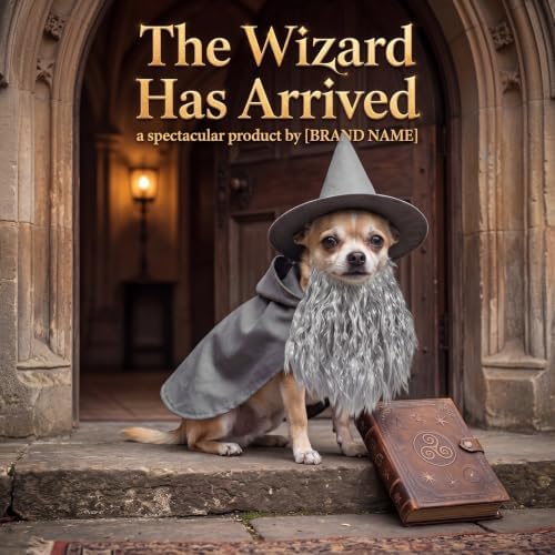 3 Pcs Halloween Pet Wizard Costume for Small Dogs Cats Kitten Puppy Cosplay Outfit Gray Polyester Halloween Party(S) - Image 4