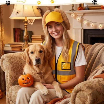Maiteenly 3 Pcs Halloween Cartoon Construction Dog Costume Adult Cosplay - Image 5