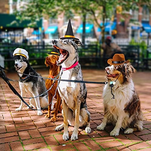 Yewong 3 Pieces Pet Hat Pet Sailor Captain Hat Cowboy Hat Witch Hat Dog Cat Pet Costume Hat for Halloween Party Photo Props Supplies - Image 6