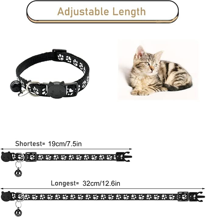 2 Pack Cat Collars Quick Release Reflective Kitten Collar with Bell & Safety Release (red)