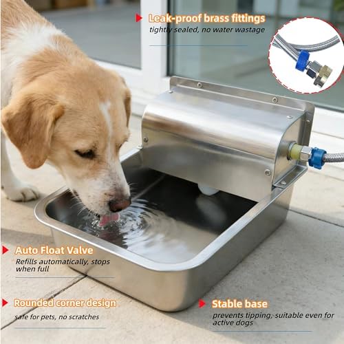 Stainless Steel Automatic Dog Water Dispenser,Adjustable Float Valve