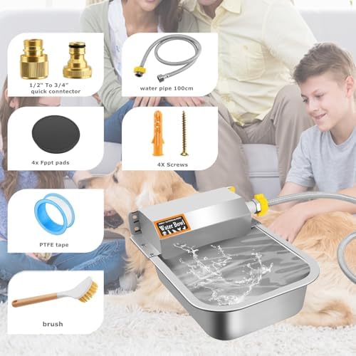 Automatic Water Dispenser for Dog,Heavy Duty Stainless Steel Water Bowl Dispenser,3L Water Feeder for Horse,Dog,Cat and Other Livestock