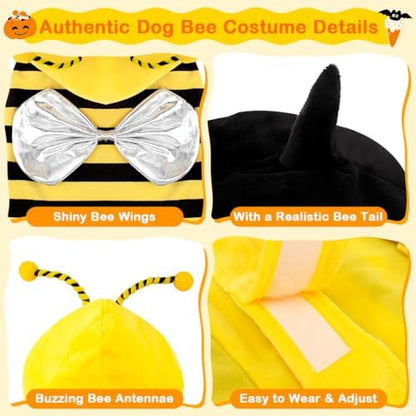 Bee Dog Halloween Costumes Clothes Dog Costumes Small Medium Dogs Cats Pet - Image 3