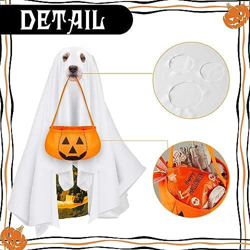 Sadnyy 2 Pcs Dog Ghost Costume Halloween with Pumpkin Bucket Large Pets - Image 4