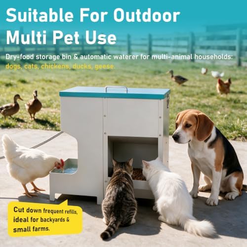 Automatic Dog Food and Water Dispenser for Large Dogs, Metal, 2-in-1 Set