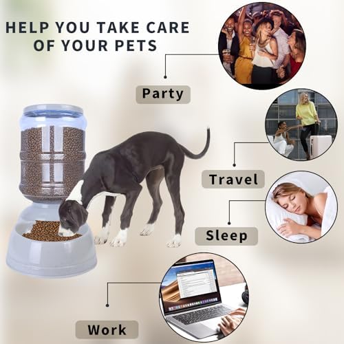 Automatic Dog Feeders,3 Gallon Capacity Gravity Food Dispenser for Large Dogs,Automatic Dog Feeder Large Breed, Pet Feeder Station Food Dispenser
