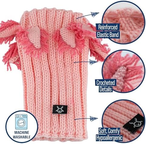 Zoo Snoods Axolotl Dog Costume - Warm Crochet Salamander Snood Wrap for Pets, Neck Ear Cover Protection, Halloween Winter (Large) - Image 3
