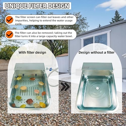 Stainless Steel Automatic Pet Water Bowl with Removable Filter