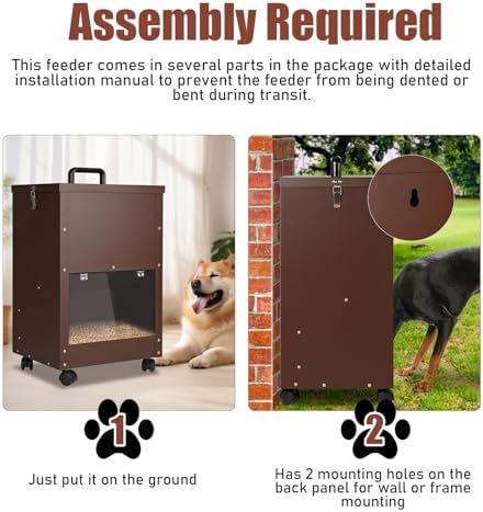 45Lbs Automatic Dog Feeder Large Breed, Easy to Move with Wheels
