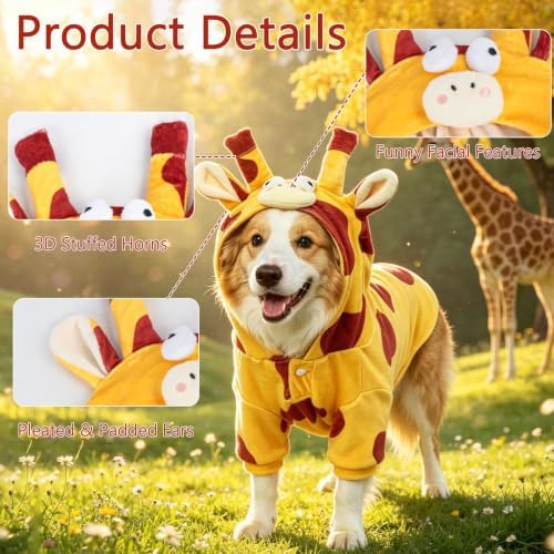 DELIFUR Dog Giraffe Costume for Halloween, Yellow, Medium - Image 4