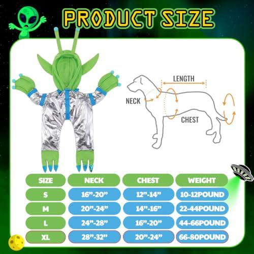 Halloween Green Alien Costume for Small Dog, Dog Astronaut Outfits, XL - Image 2