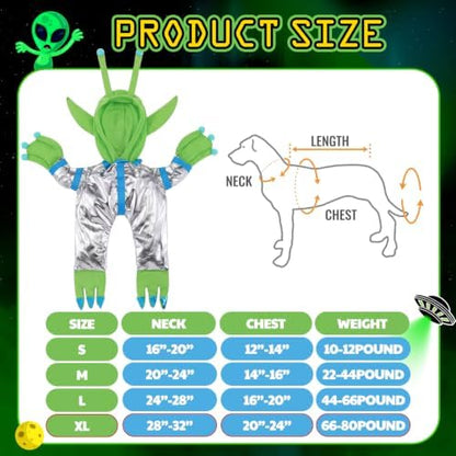 Halloween Green Alien Costume for Small Dog, Dog Astronaut Outfits, XL - Image 2