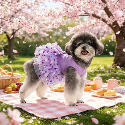 KOOLTAIL Dog Dresses for Small Medium Dogs Girls Birthday Holiday Soft Puppy Dresses Dogs Clothes Female,Cute Easter Summer Spring Outfits, Pet Costume Apparel Purple XS - Image 3