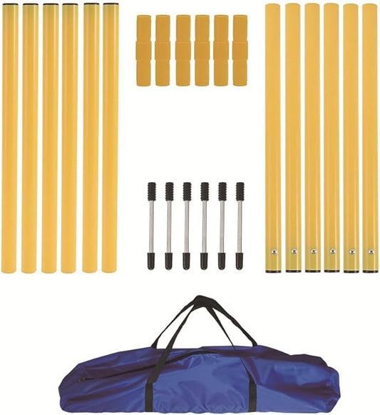 Dog Agility Equipment, Agility Poles, Dog Jumps, Outdoor Obstacle Course with 6 Weave Poles and Adjustable Jump Bar, Partial Gift Conversion Buckle (Blind Box) Yellow