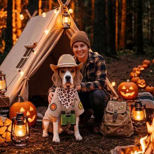 4 Pcs Halloween Dogs Safari Explorer Costume Set Outfit for Pet Cats, M - Image 4