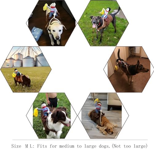 NACOCO Cowboy Rider Dog Costume for Dogs Clothes Knight Style with Doll and Hat for Halloween Day Pet Costume (M) - Image 3