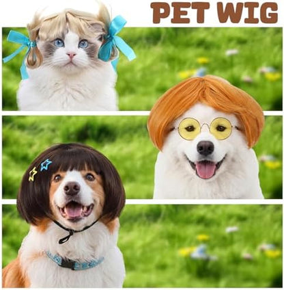 6 Pcs Funny Cat and Dog Wigs with Hairpin Glasses, Stylish - Image 5