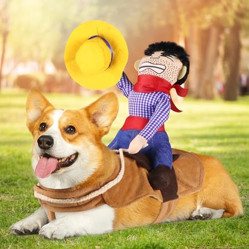 GOYOSWA Dog Cowboy Costume, Dog Halloween Costumes Cowboy Rider Dog Costume Funny Dog Costume for Small Medium Large X-Large Dogs (Large) - Image 2