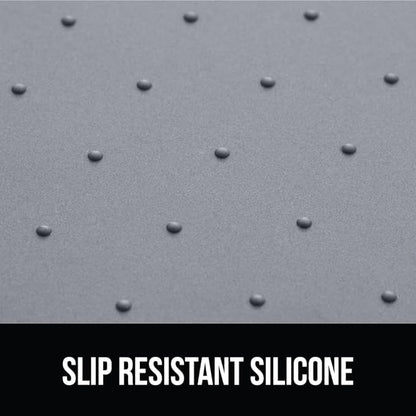 GORILLA GRIP 100% Waterproof Raised Edge BPA Free Silicone Pet Feeding Mat, Dog Cat Food Mats Contain Spills Protects Floors, Placemats for Cats and Dogs Water Bowl, Pets Accessories 28x18 Gray
