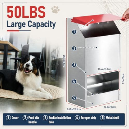 Mifoci Pre-Assembled 50 lb Automatic Dog Feeder & 1.6 Gal Water Bowl Set