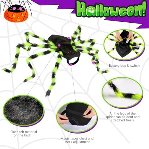 OurWarm Dog Halloween Costumes, Adjustable Medium Large Dog Spider Costume - Image 4