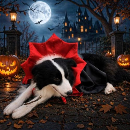 Dog Halloween Costumes for Medium Dogs,Medium Dog Halloween Costumes for Amierica Bulldog Border Collie, Medium Dog Vampire Cape M Red Black (Vampire, Large) - Image 2